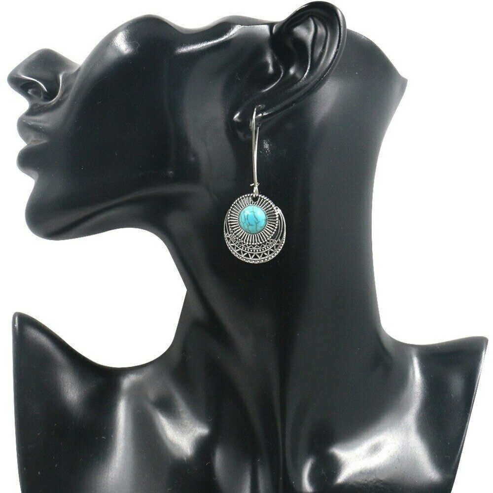 💜- Kalia Silver Teal Stone Drop Earrings